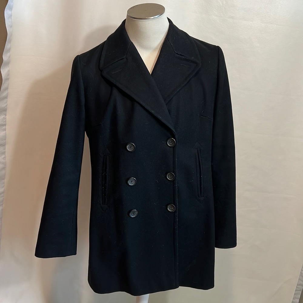 Classic Black Wool Peacoat